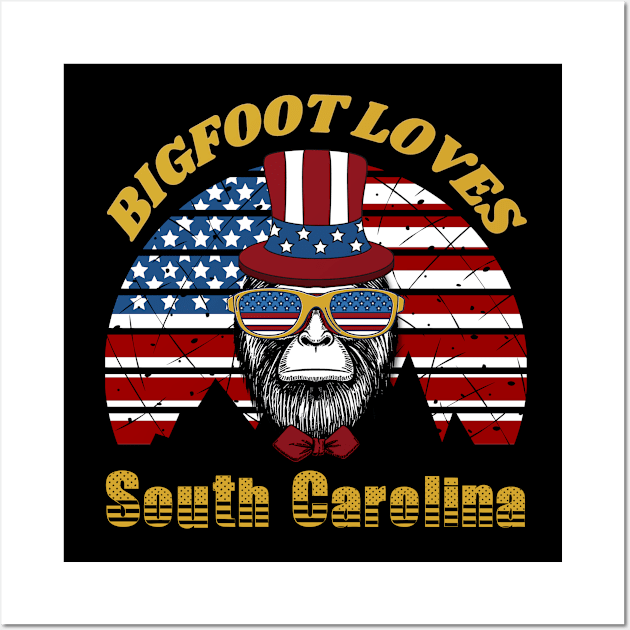 Bigfoot loves America and South Carolina Wall Art by Scovel Design Shop